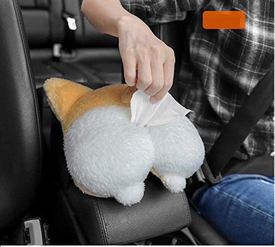 Tissue Box Cover Soft Adorable Corgi Butt Shaped Creative Storage Bag Hanging Pouch Tissue Box Wrapper For Car Home - 5 - CJ