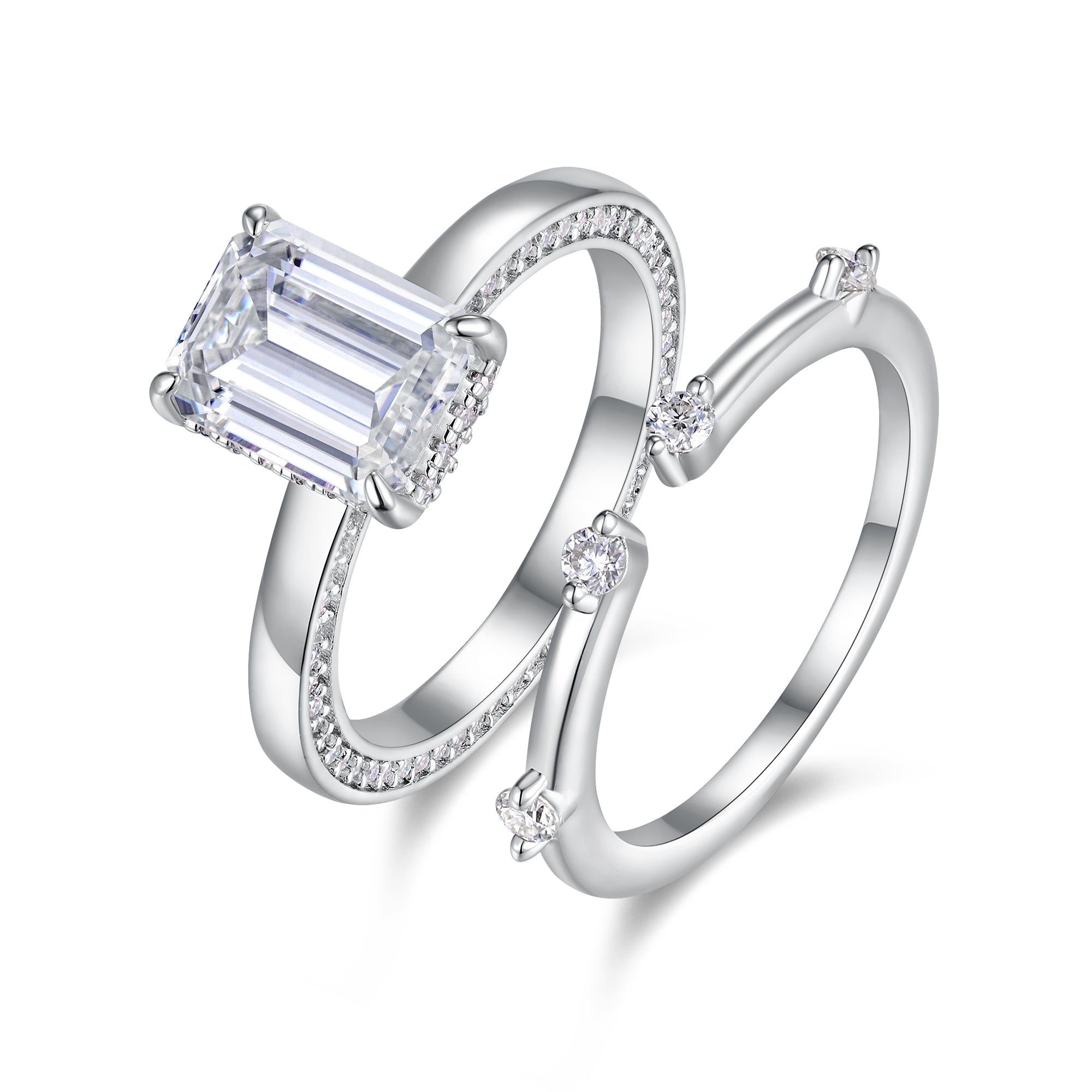 1Ice Crystal Love - Fashionable Men’s And Women’s Ring And Ring Jewelry Set With Moissanite S925 Sterling Silver And Platinum - plated Diamond Prohibit TikTok sales - 5 - CJ