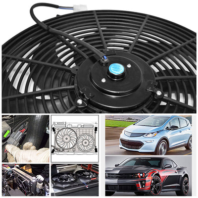 16 Inch Electric Radiator Cooling Fan 12V 120W 10 Blades Car Thermostat Kit With Mounting Kit - 5 - CJ