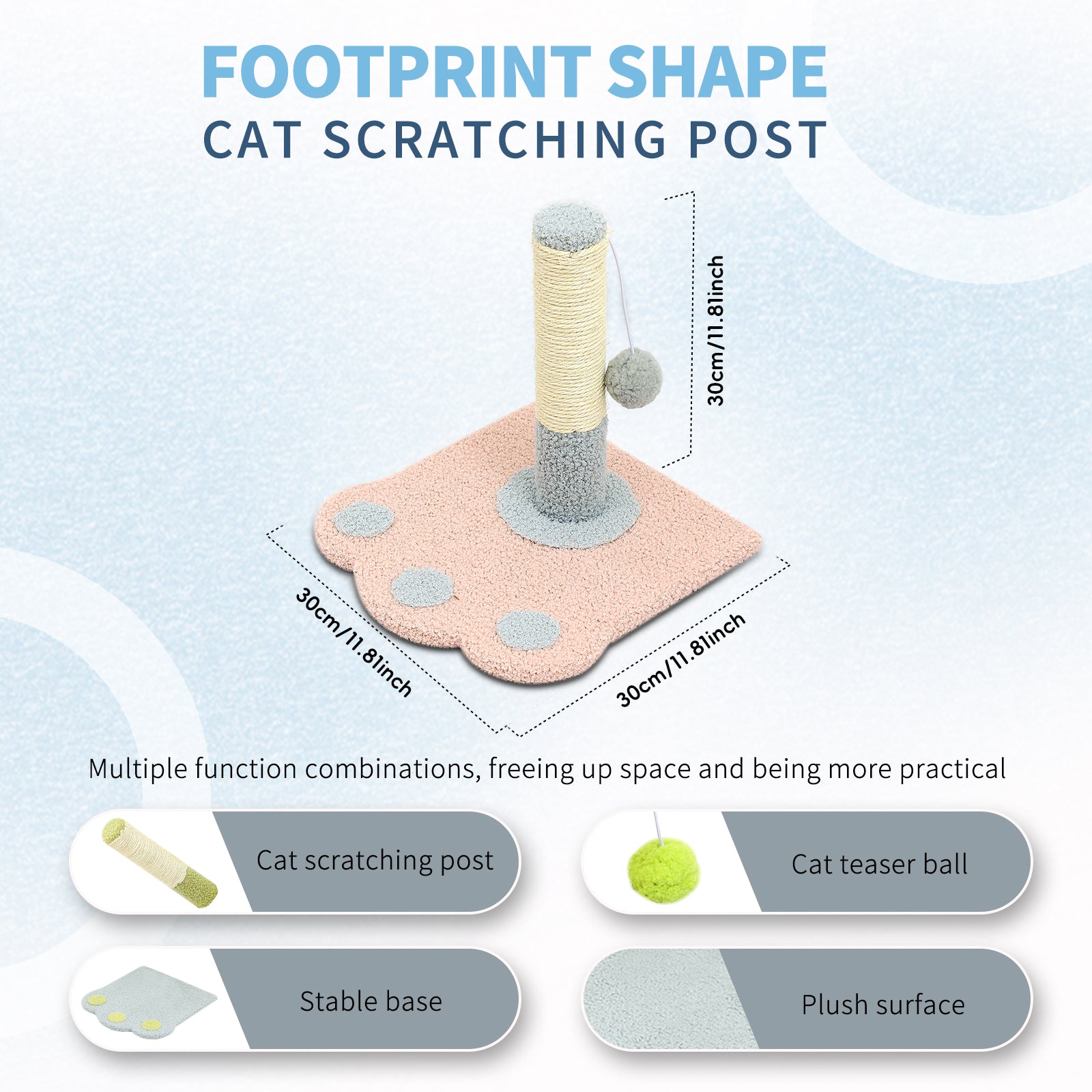 Cute Paw Footprints Cat Scratch Columns, Grinding Claws To Play With Dual Functions, With Cute Footprint Shapes, Contracting Cats To Grind Their Claws Happily - 5 - CJ