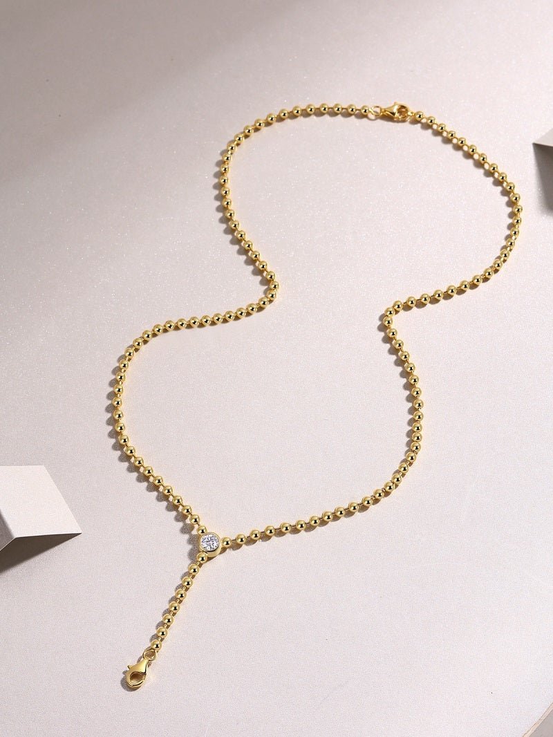 Time Interlaced - A Trendy Diamond Jewelry Necklace Pendant Set With 0.5-carat Moissanite S925 Sterling Silver And Gold Plating