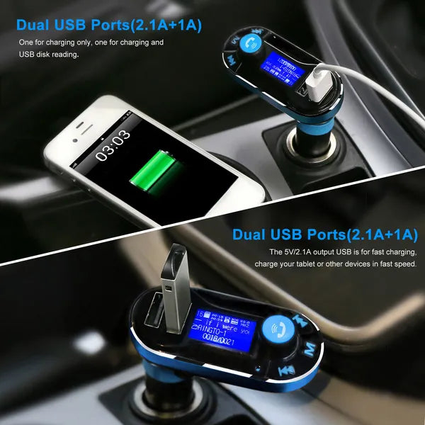 Car Wireless FM Transmitter Dual USB Charger Hands - free Call MP3 Player Aux - in LED Display Remote Controller - 5 - CJ