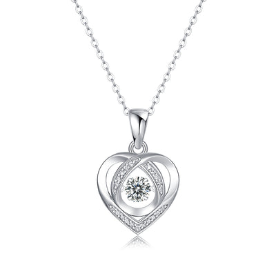 1Heart To Have Your Luxurious Fashion Diamond Pendant Necklace Set With Mosan Diamond Silver Ornaments Prohibit Tk Sales - 5 - CJ