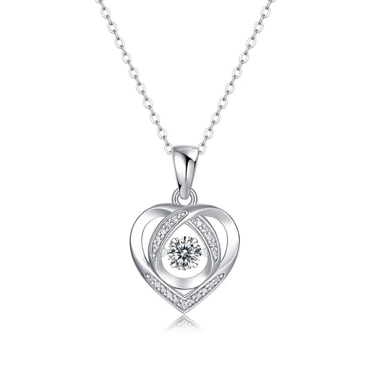 1Heart To Have Your Luxurious Fashion Diamond Pendant Necklace Set With Mosan Diamond Silver Ornaments Prohibit Tk Sales - 5 - CJ