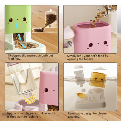 Super Cute Pink Cartoon Shaped Pet Feeding And Drinking Device, Filled With Cute Elements, Paired With Thoughtful Large Capacity Design, Easily Solves The Problem Of Pet Hunger And Thirst During Short - 5 - CJ
