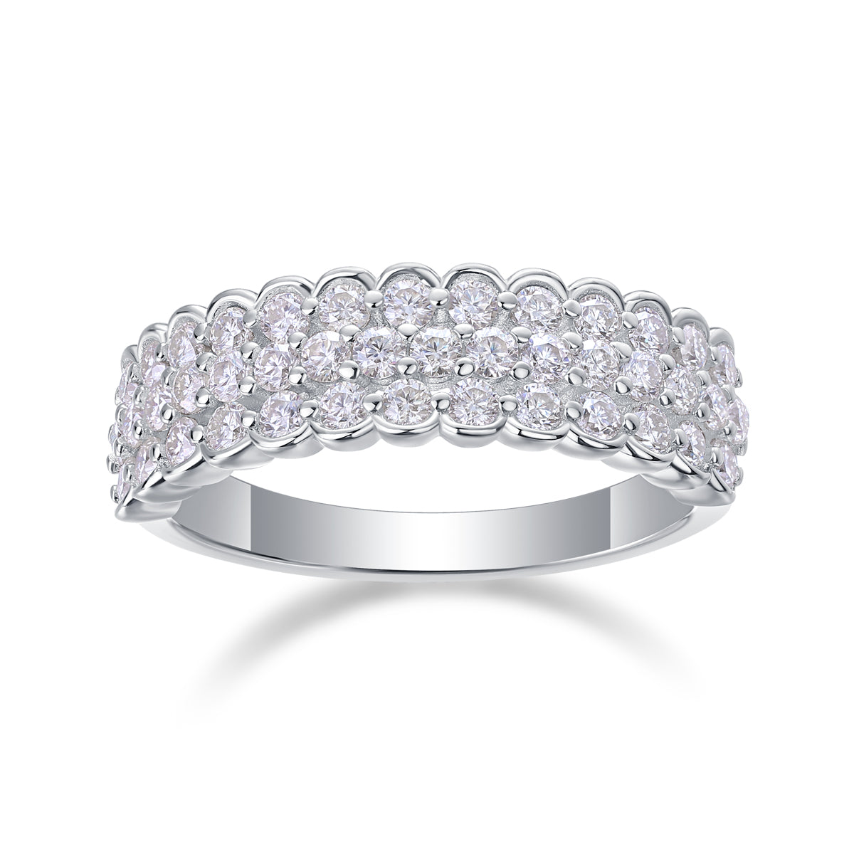 1Multi - row Diamond Ring Luxury Fashion Set Moissanite Silver Ring Prohibit Tk Sales - 5 - CJ