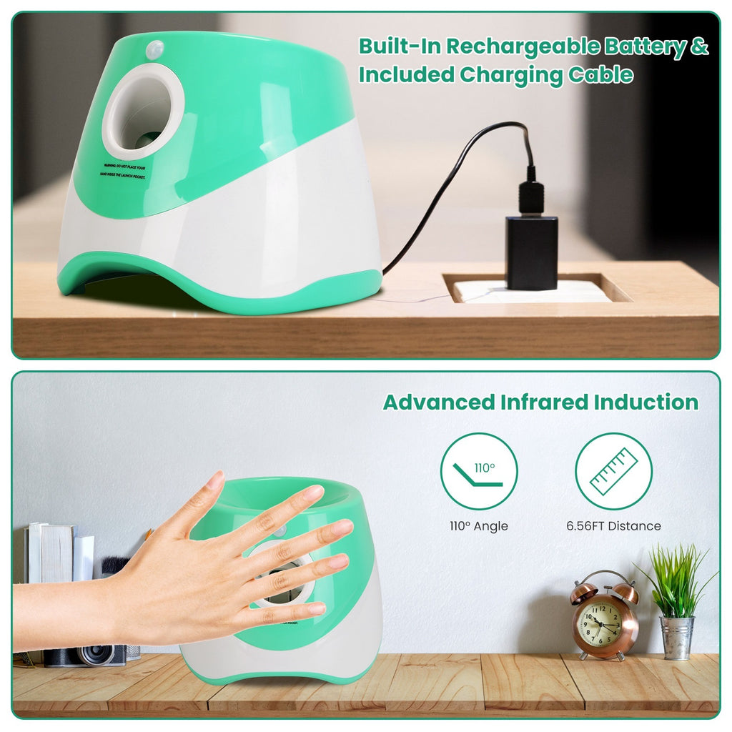 1Pc Automatic Dog Ball Launcher Included 6 Tennis Balls Dog With 3 Adjustable Launch Distance Interactive Ball Thrower Fetch Machine For Small Medium Dogs