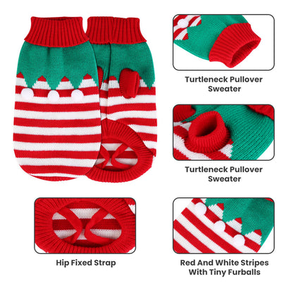 2 Patterns 4 Sizes Option - 1Pc Pet Christmas Turtleneck Sweater Dog Cat Christmas Clothes Snowman Stripes Costume Winter Holiday Sweater For Small Medium Kitten Puppy Cats Dogs - 5 - CJ