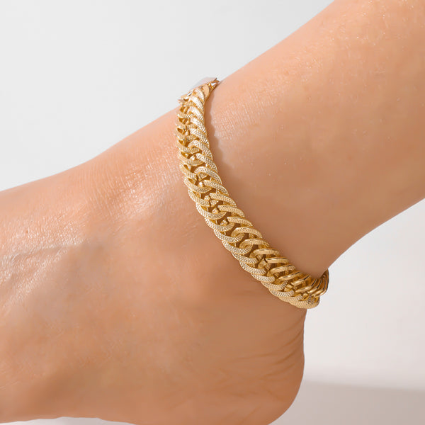 An Elegant And High - end Middle Eastern Ramadan Style Metal Engraved Double Woven Dense Chain For Women's Popular Vacation Style Foot Chain - 5 - CJ