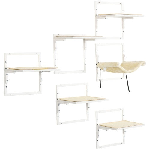 PawHut 6 - pc Modern Cat Wall Shelves For Indoor Cats, Height Adjustable Jumping Platforms - 5 - CJ