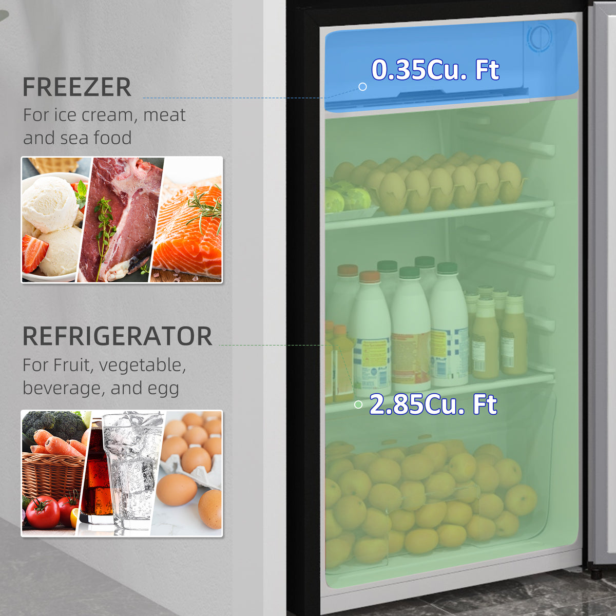 3.2 Cu. Ft. Mini Refrigerator with Freezer