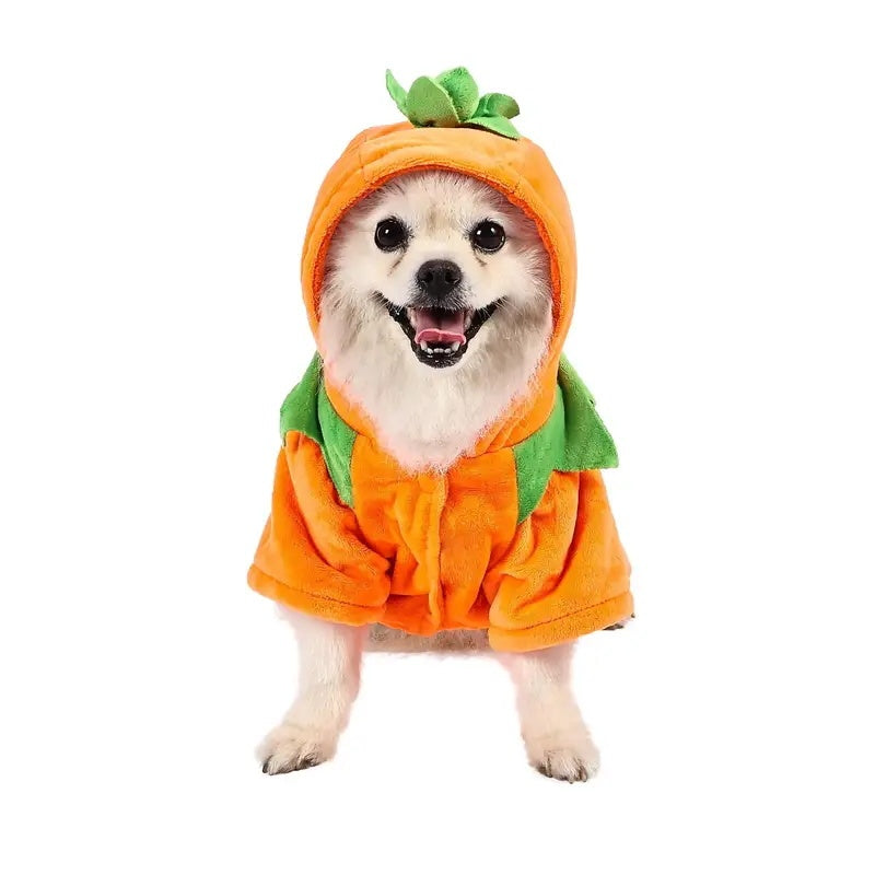 Dog Hoodie Cute Funny Halloween Style Pumpkin Cosplay Costume Warm Puppy Fleece Clothes - 5 - CJ