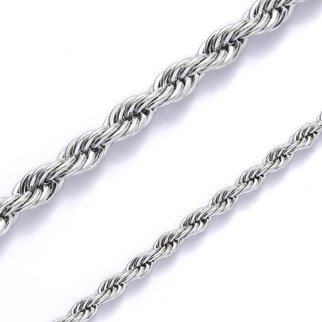 1pc Stainless Steel Twist Chain Necklace,Daily Wear Essential,Ideal Gift For Jewelry Enthusiasts And Crafters - 5 - CJ