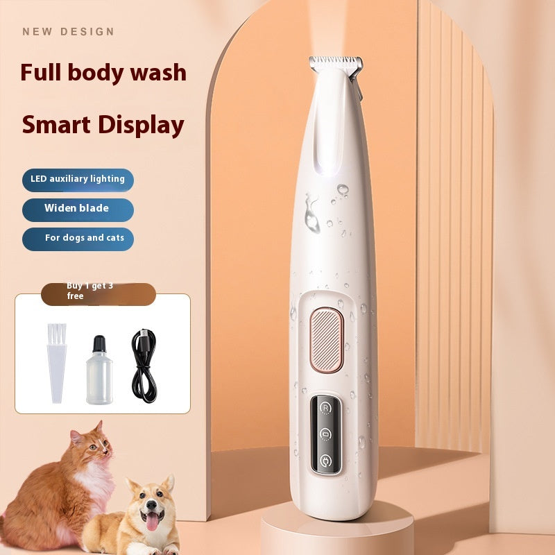 Pets Dog Paw Trimmer With LED Light Fully Waterproof Pet Hair Trimmer With LED Display Dog Clippers For Grooming Widen Blade - 0 - CJ