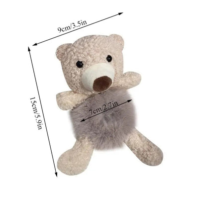 Girls Lovely Scrunchies Cute Bear Hair Band Rabbit Fur Hair Rope Soft Warm Rubber Band Pretty Hair Accessories - 5 - CJ