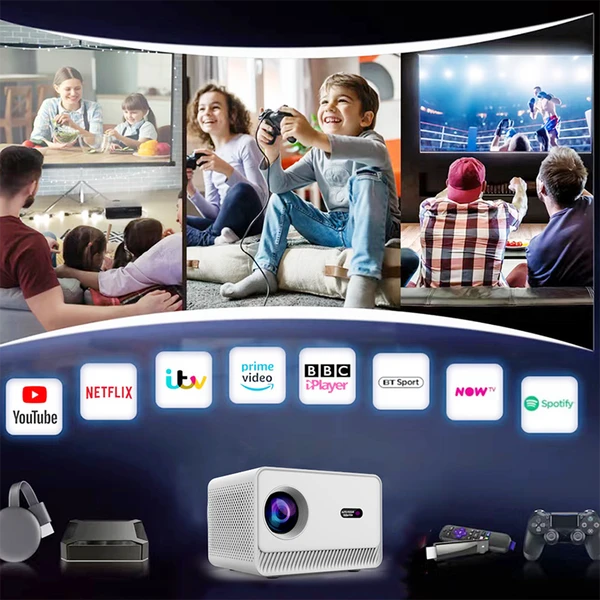 Smart Projector, Support 4K Decoding,  Android 13, T950S Quad - Core, 2 Plus 16GB Memory, Dual - Band WiFi, Home Office Projector - 5 - CJ