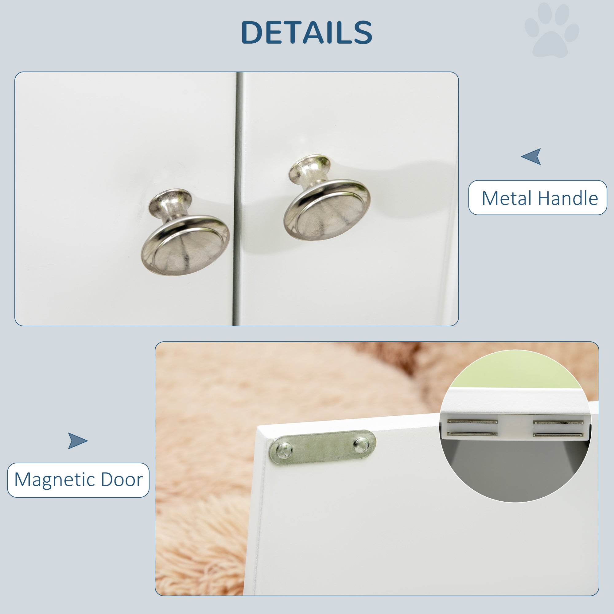 Large Elevated Dog Bowls with Storage Cabinet Containing Large 44L Capacity, Raised Dog Bowl Stand Pet Food Bowl Pet Feeding Station, White - 5 - CJ