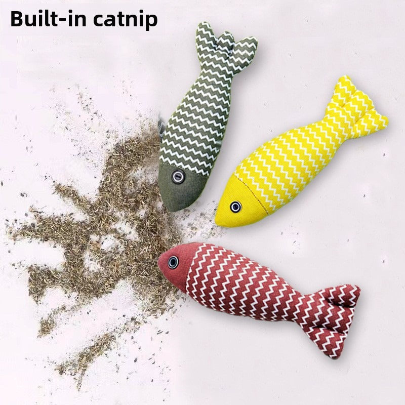 Pet Mint Fish Toy - Three Colors Are Randomly Issued, Shovel Officials Must Enter, Pet Mint Fish Toys, Suitable For Cats Of All Ages by CJ