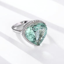 S925 Silver Inlaid Bird's Nest Cut Natural Green Crystal Ring Peach Heart Gem - 4 - CJ