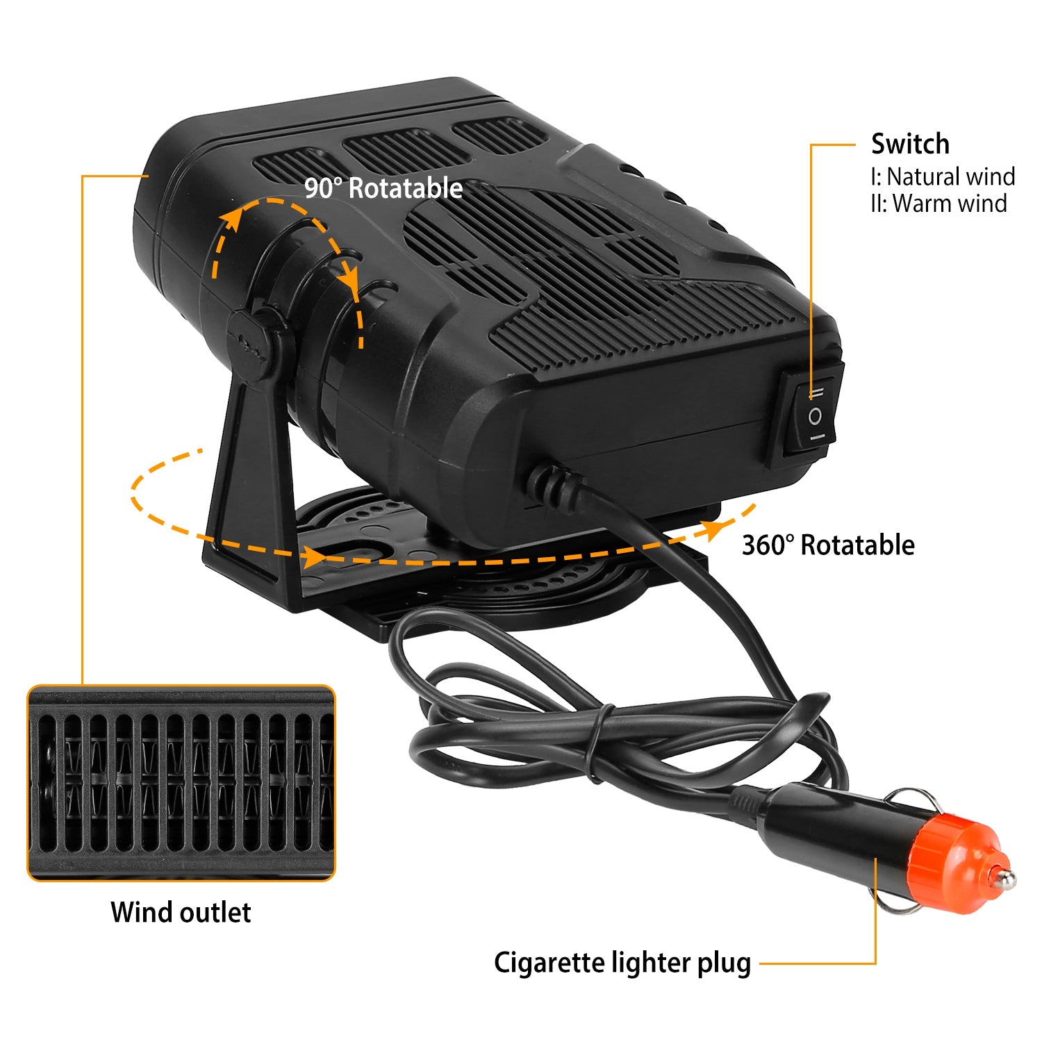 24V 200W Or  12V 120W Portable Car Heater Heating Fan 2 In 1 Defroster Demister Windshield Heater Automotive Cooling Fan - 5.0 - CJ