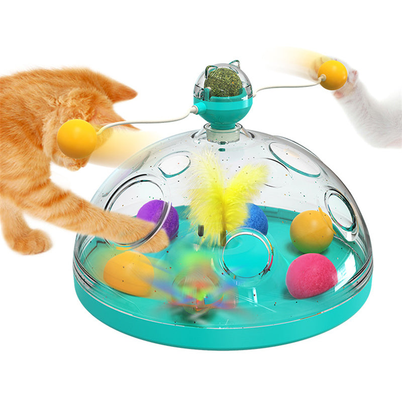 Meows Windmill Funny Cat Toys Interactive Multifunctional Turntable Pet Educational Toys With Catnip Luminous Ball Pinwheel Toys Pet Products - 0 - CJ