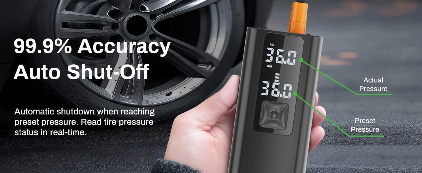 Portable Car Air Pump, Car Tire Automatic Air Pump, Lithium Battery Air Pump With Pressure Gauge And Led Screen, Suitable For Cars, Motorcycles, Bicycles, Balls - 5 - CJ