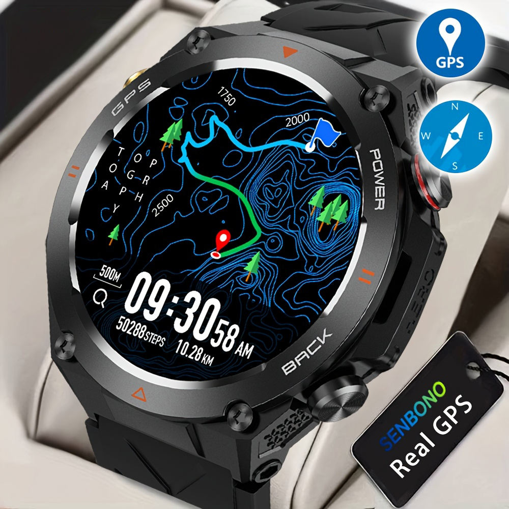 SENBONO GPS Smart Watch Men 1.45'' HD Screen Built - In GPS Altimeter Barometer Compass AI Voice Compatible With Android & IPhone - 5 - CJ