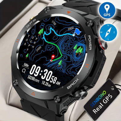 SENBONO GPS Smart Watch Men 1.45'' HD Screen Built - In GPS Altimeter Barometer Compass AI Voice Compatible With Android & IPhone - 5 - CJ