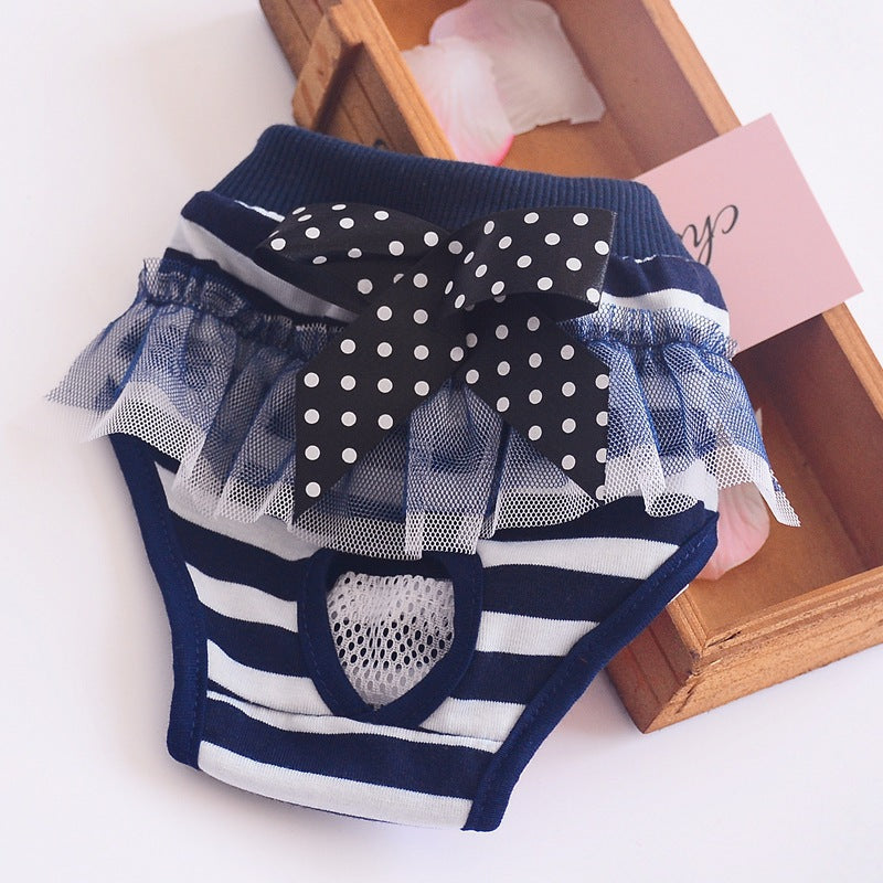 Female Dog Aunt Physiological Pants Panties - 0 - CJ - Navy blue stripes - XL - CJGD124485820TG