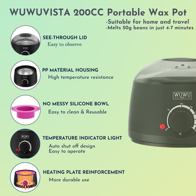 Waxing Kit 19 Items, WUWUVISTA Hair Removal Wax Kit With Wax Melt Warmer Waxing Beads For Face, Brazilian, Full Body, Bikini Suitable For Plugs Of American & European Specifications - 5.0 - CJ