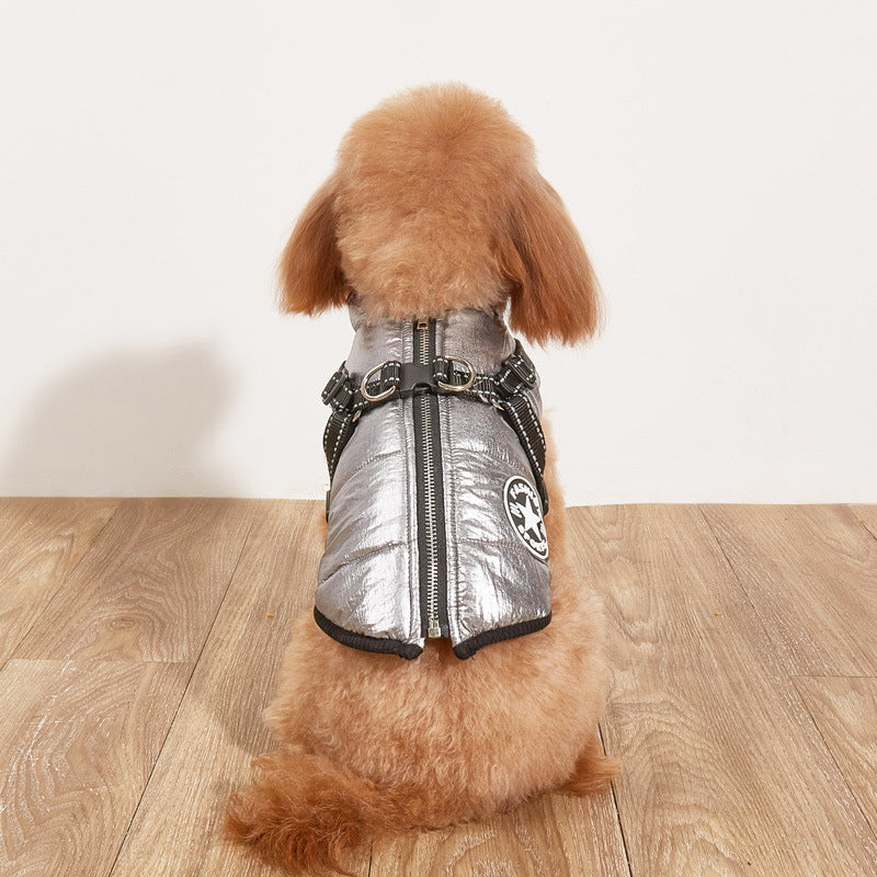 Pet Warm Dog Cotton - padded Clothes Fleece - lined Thickened Reflective Gallus - 0 - CJ