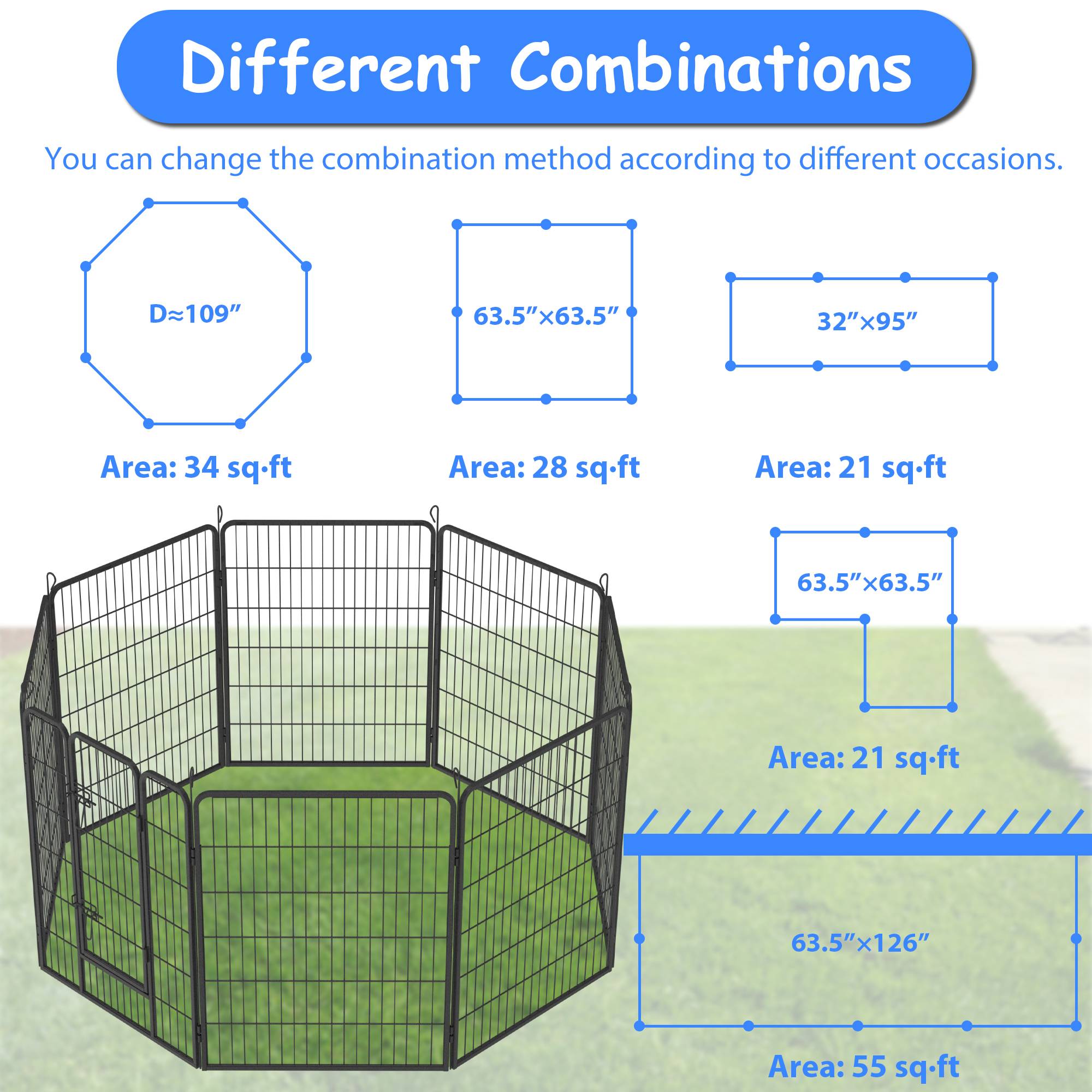 Dog Pens Outdoor Dog Fence Dog Playpen For Large Dogs Dog Kennel Pet Playpen - 5 - CJ