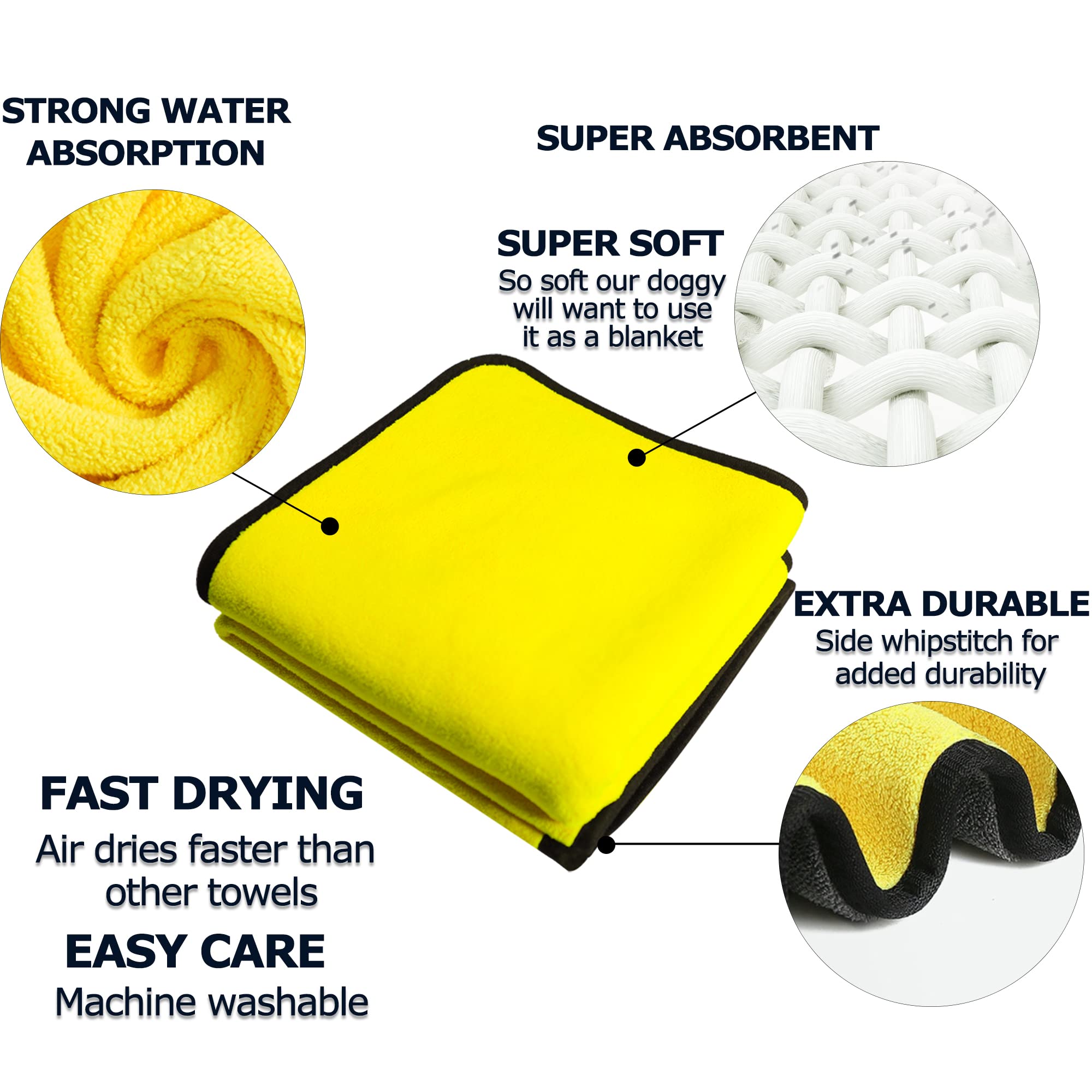 Dog Towels For Drying Dogs Drying Towel Dog Bath Towel, Quick - drying Pet Dog And Cat Towels Soft Fiber Towels Robe Super Absorbent Quick Drying Soft Microfiber Pet Towel For Dogs, Cats Yellow - 5 - CJ
