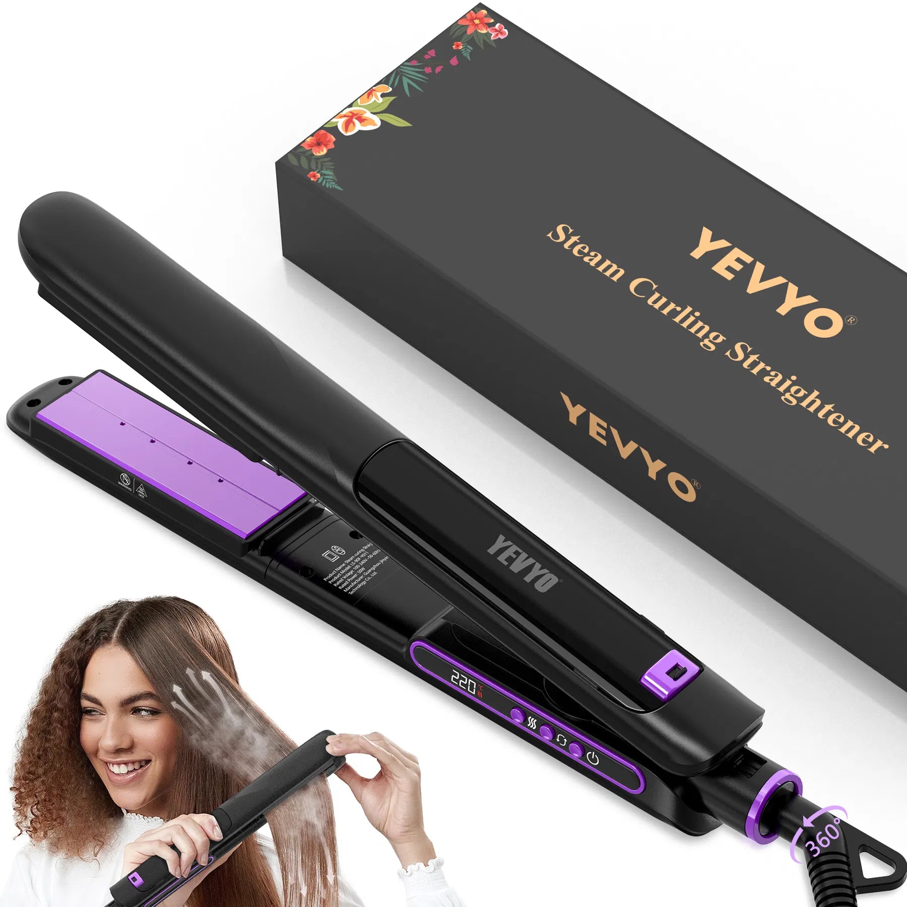 Steam Straighteners For Hair, Professional Salon Titanium Vapor Straightening Irons, High - end Salon Water Light Steam Flat Iron 24 Hour Anti - frizz Make Hair Smooth And Adds Shine - 5 - CJ