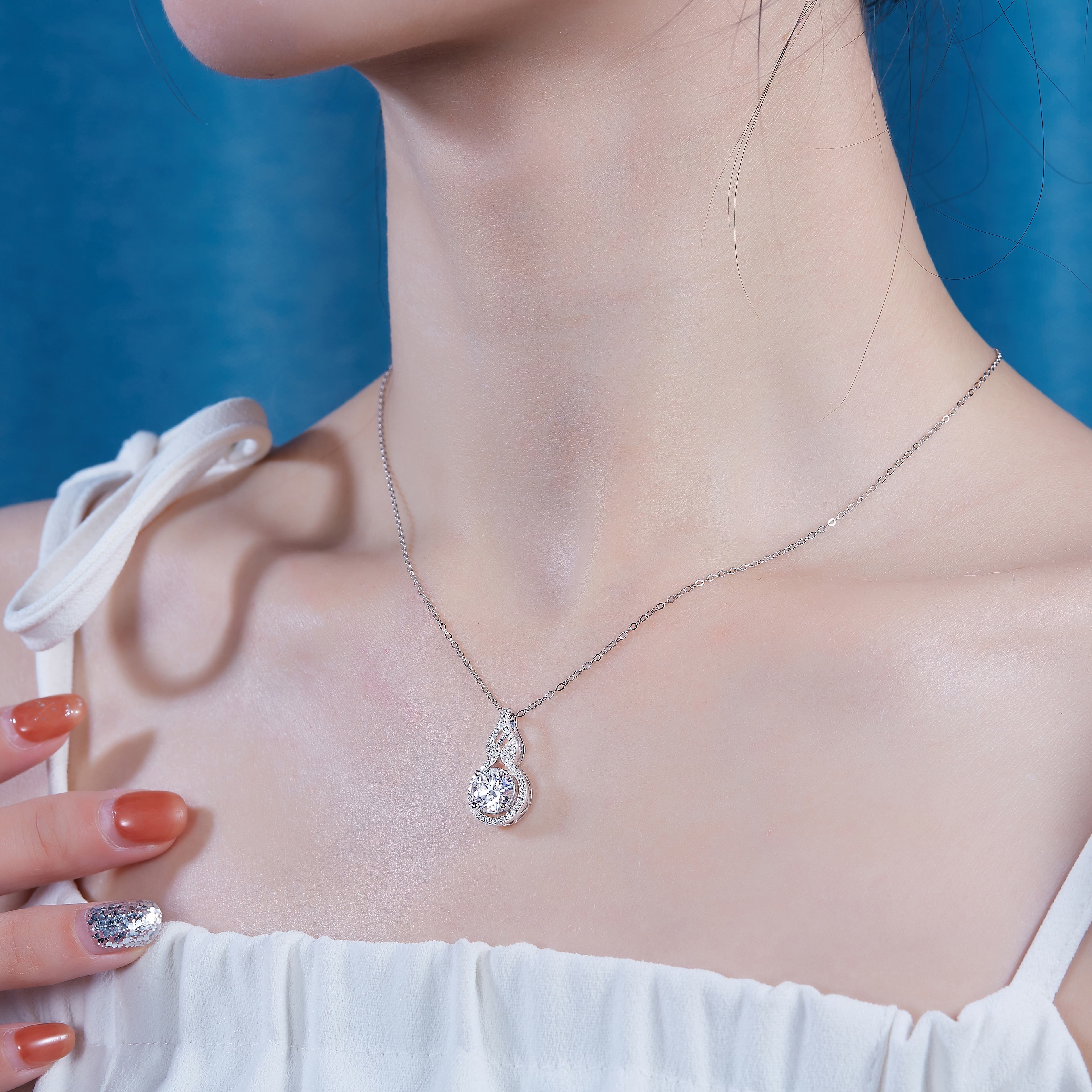 1Curve - A Fashionable And Luxurious Diamond Jewelry Pendant Set With 2 - carat Moissanite S925 Sterling Silver And Platinum Plating Prohibit TikTok sales - 5 - cj