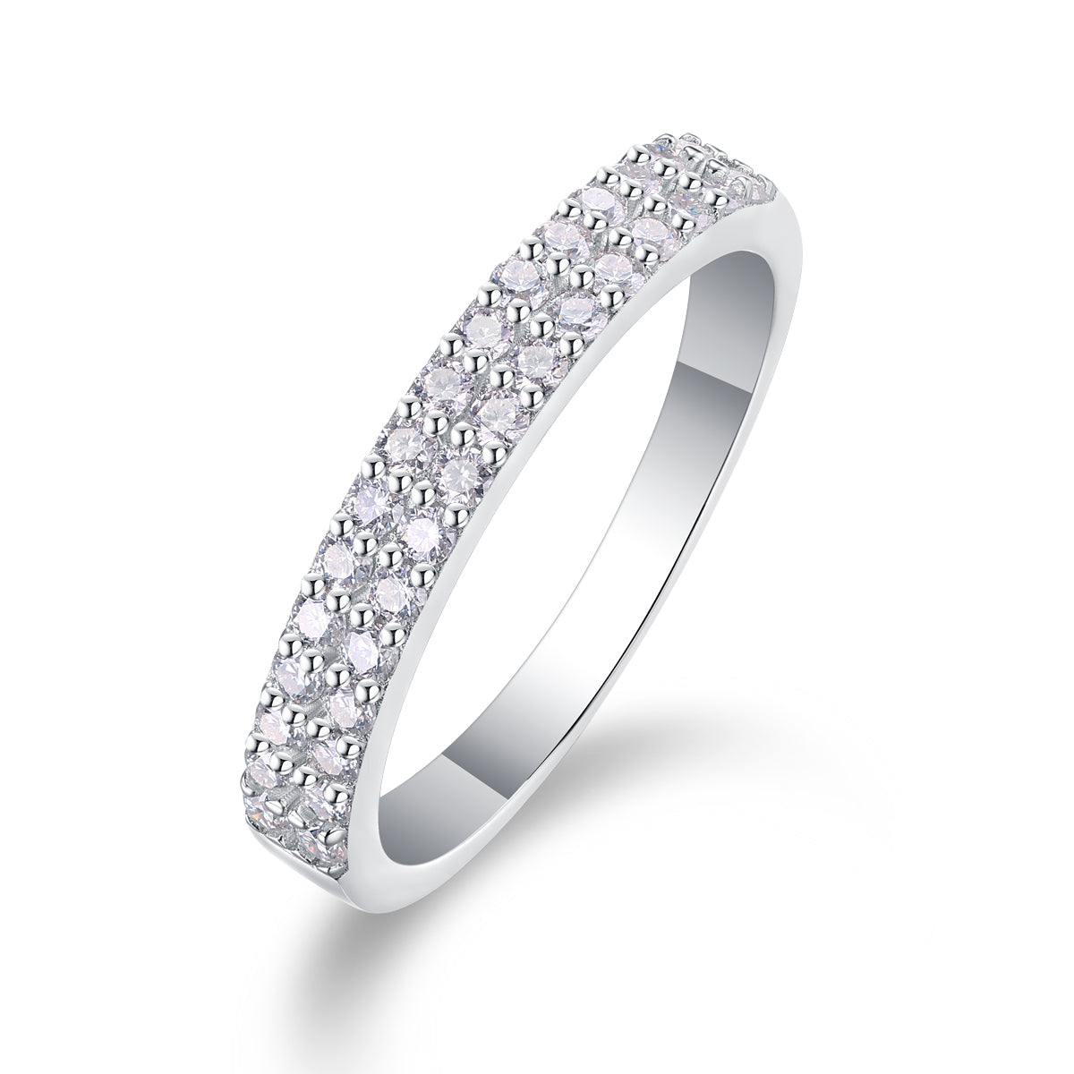 1Luxury Fashion Double Row Diamond Ring With Moissanite Silver Ring Prohibit TikTok sales - 5 - CJ