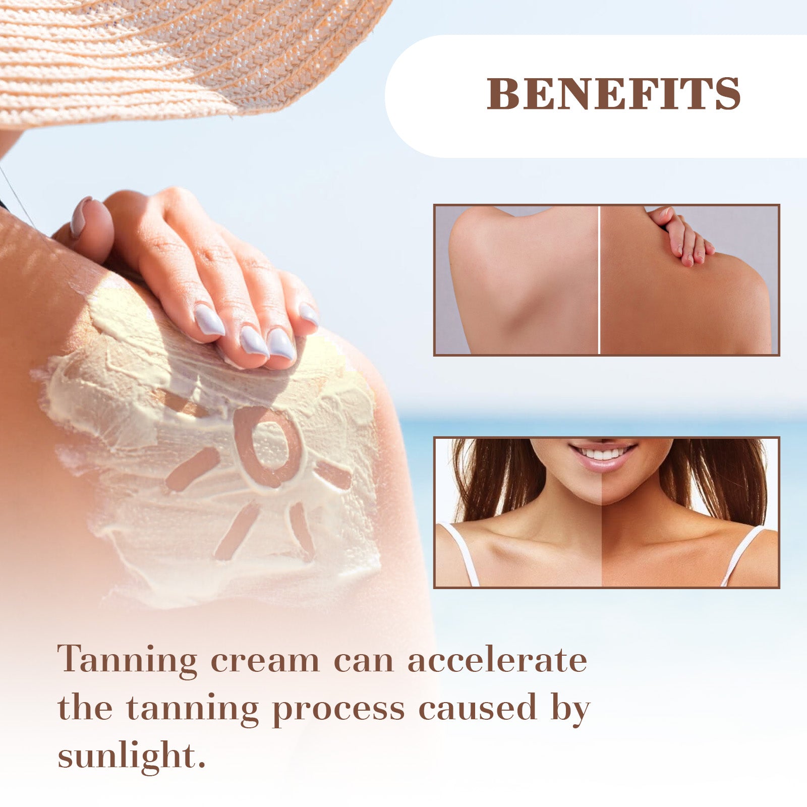 OceAura Tanning Cream, Outdoor Suntanning Milk Wheat Tan Bodybuilding Natural Skin Moisturizes And Hydrates - 5 - CJ