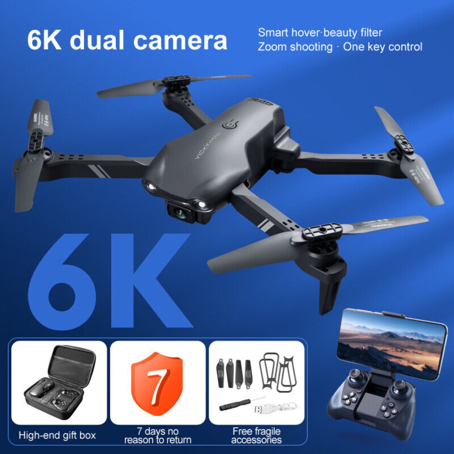 V13 RC Drone 6K HD Dual Camera WiFi FPV Foldable Quadcopter Camera Drone ,2 Battery.Logistics Is Randomly Sent By UPS,USPS,FEDEX - 5 - CJ