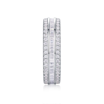1Square Diamond Arrangement, Double Array Diamonds, Luxury Fashion Moissanite Silver Ring Prohibit TikTok sales - 5 - CJ