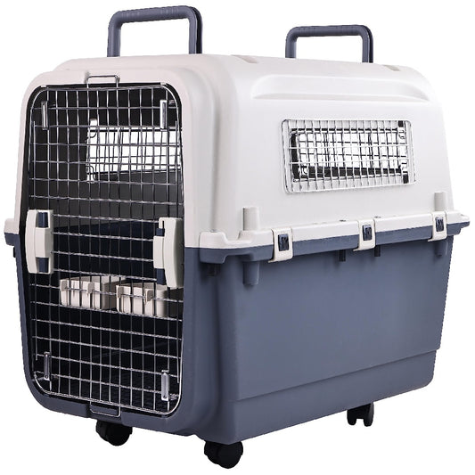 Only Supports Self Pickup  Plastic Dog Kennel, Pet Transport, Rolling Plastic Airline Approved Wire Door Travelling Dog Crate, Small - Medium - Large - 5 - CJ