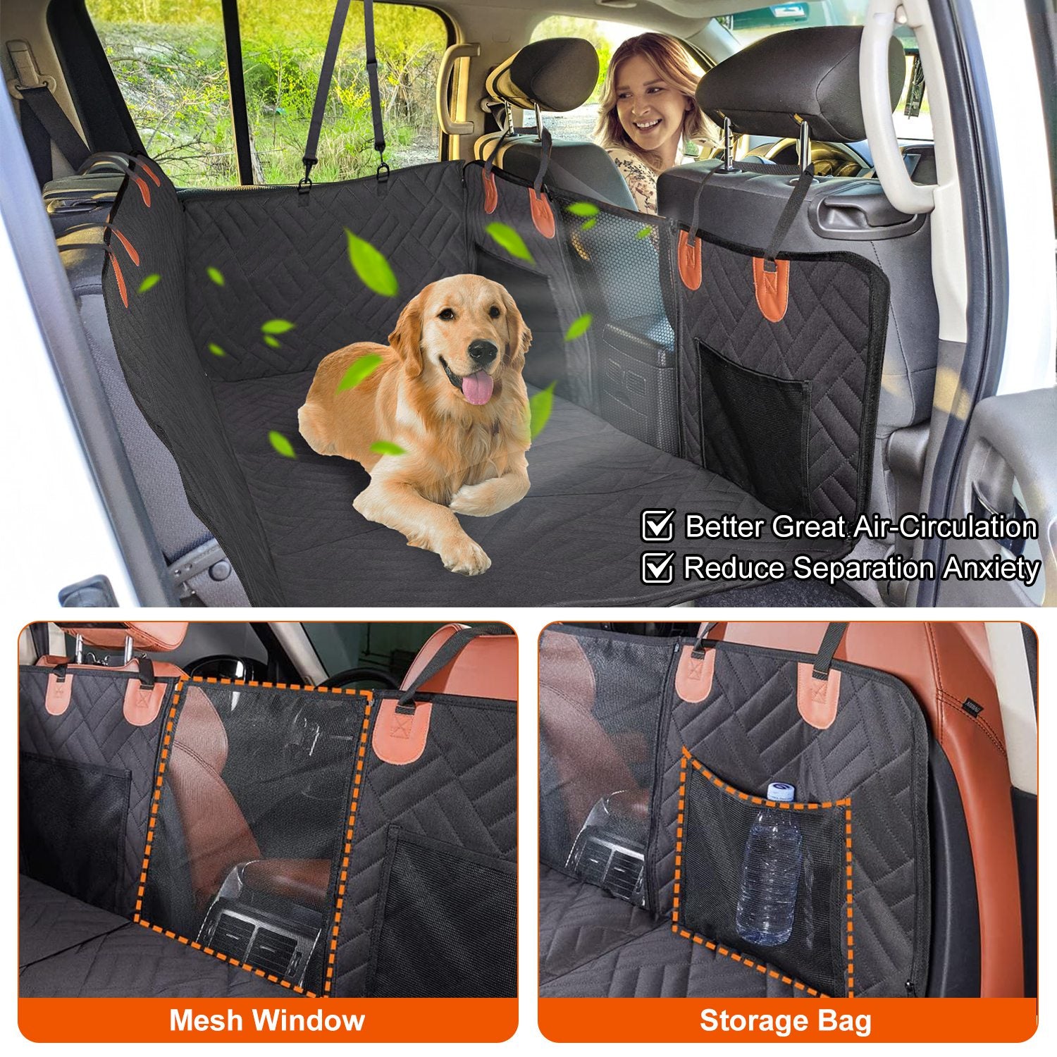 1Pc Dog Car Seat Cover For Back Seat Waterproof Oxford Cloth Seat Cover Hammock Non - Slip Scratchproof Back Seat Extender With Side Flap Mesh Window Storage Bag For Car SUV Truck - 5 - CJ