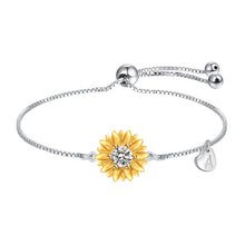 Sunflower Bracelets with Initial A Sterling Silver Sunflower Gifts for Women Girls Sunflower Jewelry - 5 - CJ