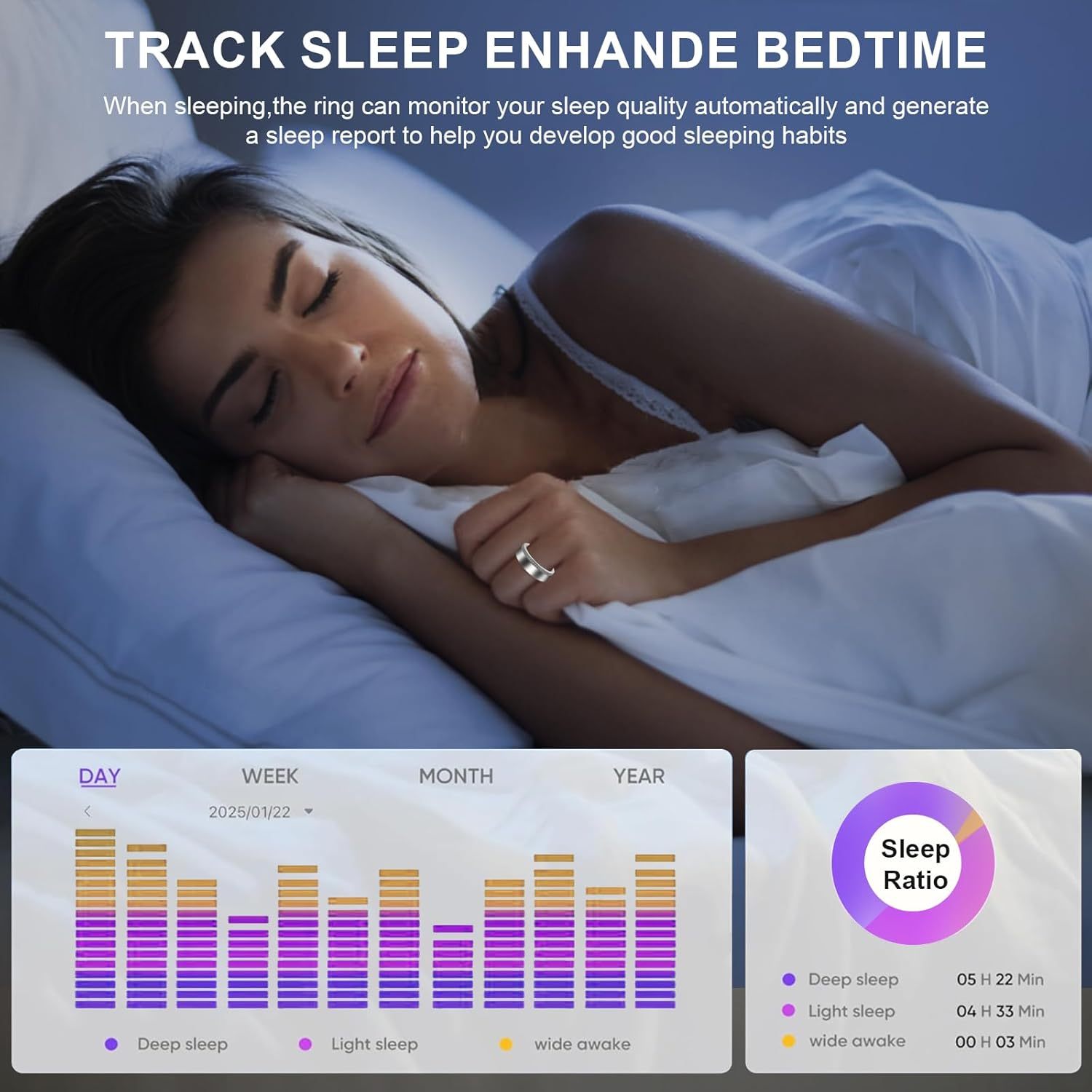 Smart Ring For Women Luxury Elegant Diamond Ring With Visible Tech Core Heart Rate Sleep Tracker Fitness Health Monitor IP68 Waterproof Compatible - 5 - CJ