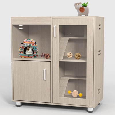 Guinea Pig Cage, 4 Tiers Hamster Cage Wooden With Lockers - 5 - CJ