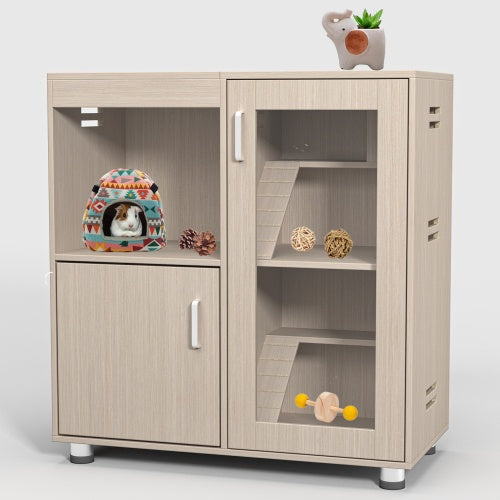 Guinea Pig Cage, 4 Tiers Hamster Cage Wooden With Lockers - 5 - CJ