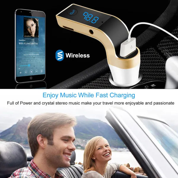 Car Wireless FM Transmitter USB Charger Hands - free Call MP3 Player MMC Card Reading Aux - in LCD Display - 5 - CJ