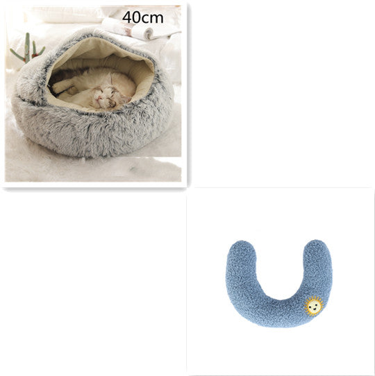 2 In 1 Dog And Cat Bed Pet Winter Bed Round Plush Warm Bed House Soft Long Plush Pets Bed Pet Products - 0 - CJ