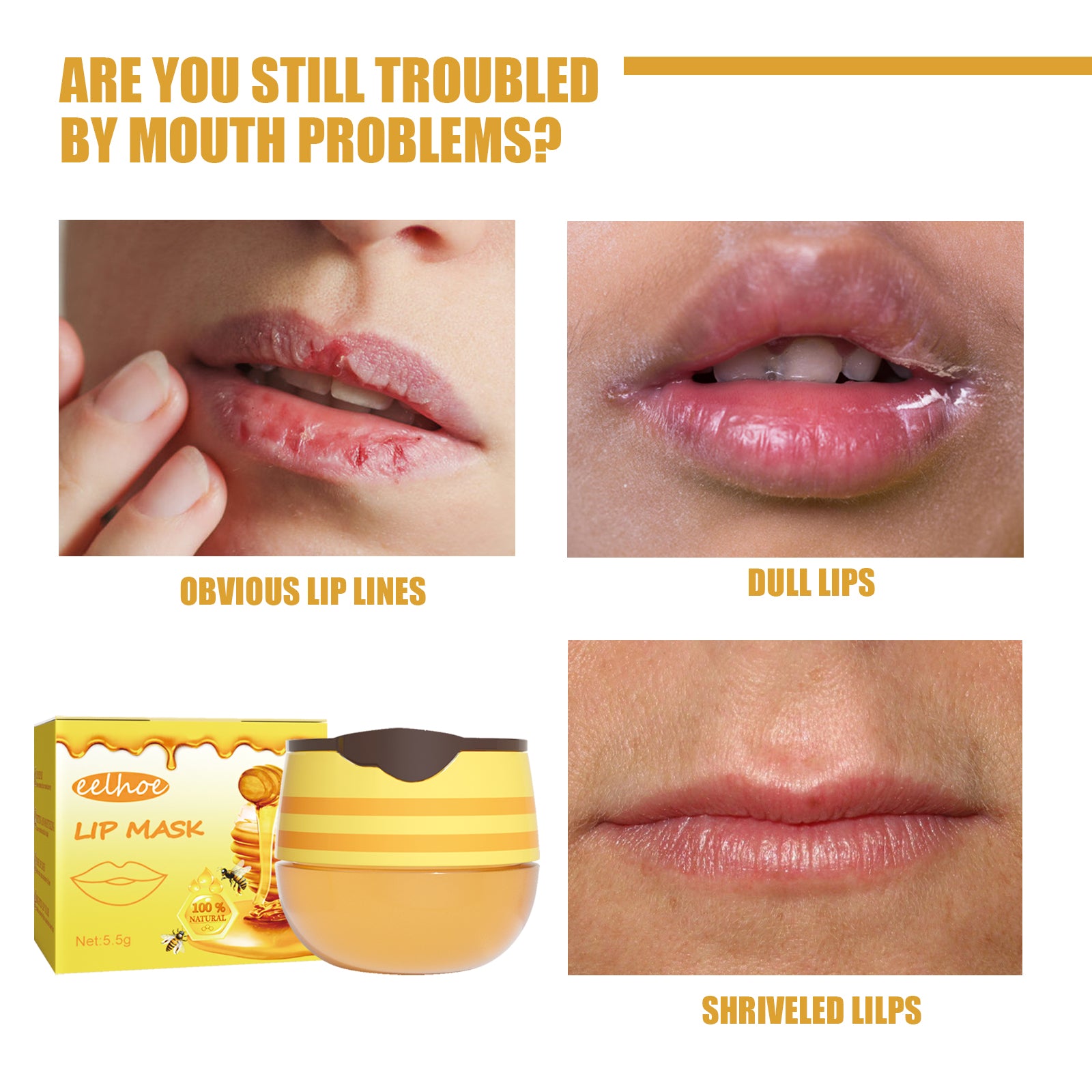 EELHOE Honey Lip Mask Moisturizing Exfoliating Lip Care Bee Lipstick - 5 - CJ