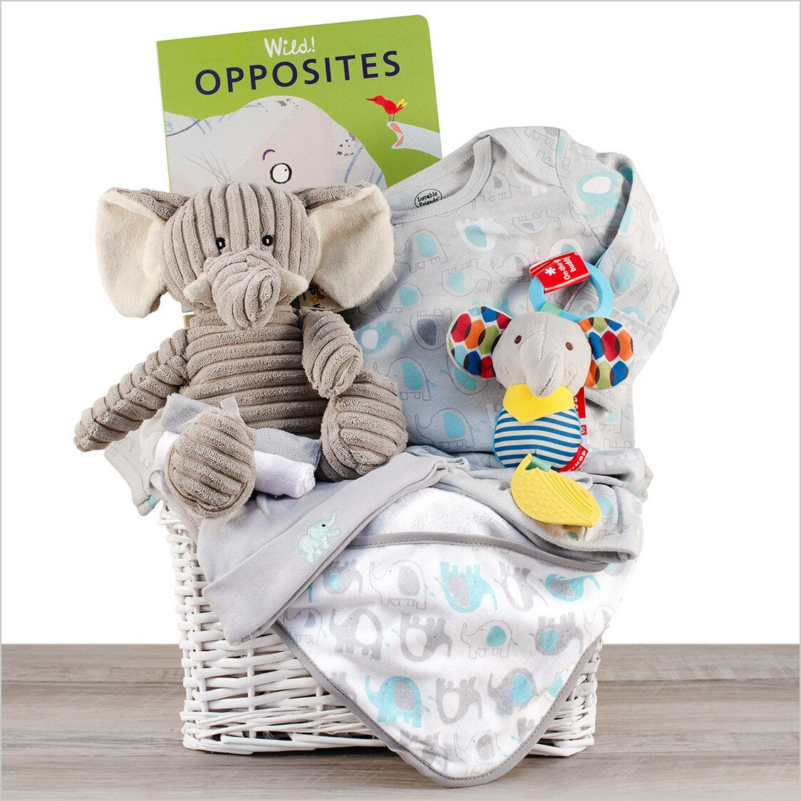 Welcome Little Peanut: Elephant Themed Baby Basket - GreatArrivals