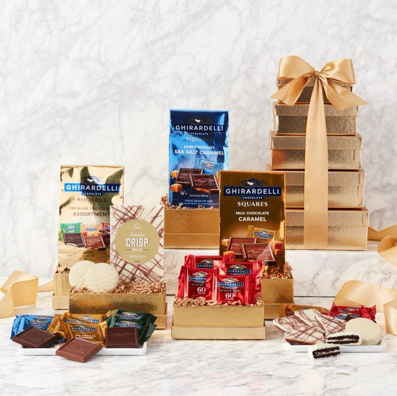 Golden Ghirardelli: Premium Chocolate Gift Tower - GreatArrivals